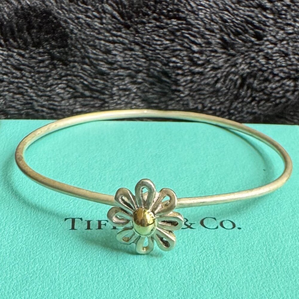 Tiffany & Co Paloma Picasso 18K Gold Silver 925  Daisy Bangle Bracelet